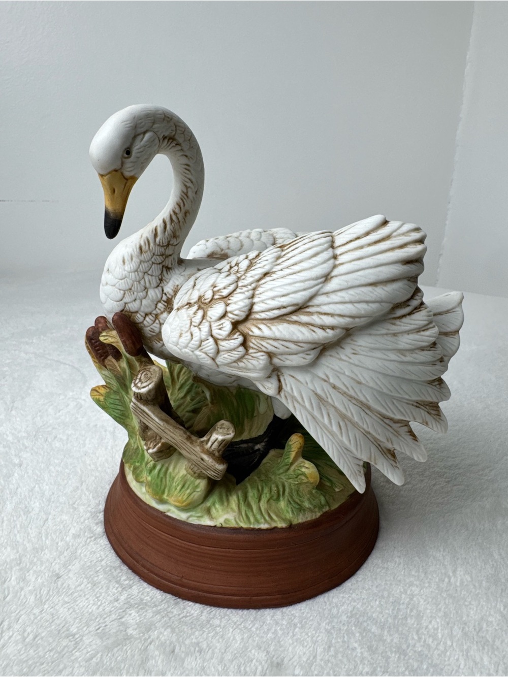 Vintage White Swan Ceramic Figurine Goose Geese Bird Farmhouse Decor